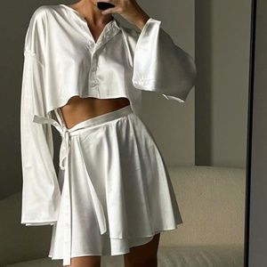 Elegant White Women's Two-Piece Set